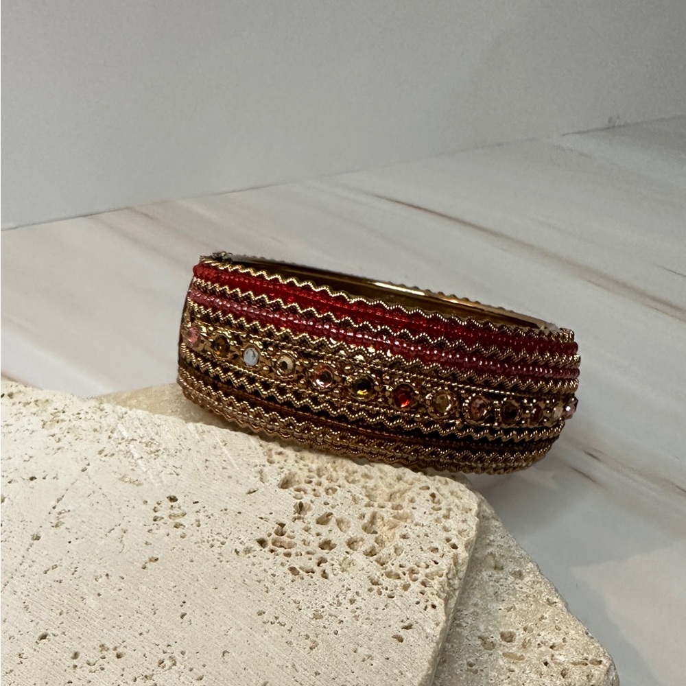 Elegant Gold and Red Women's Bracelet